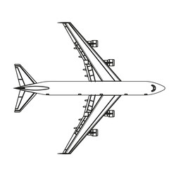 Airplane vector outline icon plane illustration flat isolated line thin air aircraft element