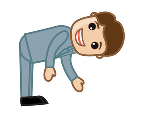 Cartoon Happy Businessman Bend Pose