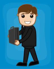 Happy Businessman with Suitcase Vector
