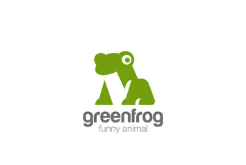 Fototapeta premium Frog geometric abstract Logo vector Negative space Logotype icon
