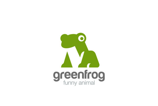 Frog geometric abstract Logo vector Negative space Logotype icon