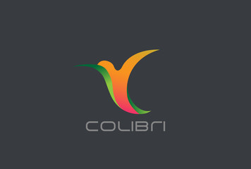 Fototapeta premium Colibri Hummingbird abstract Logo vector. Flying Bird icon