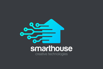 Smart House Logo vector. Electronics Chip control Home icon