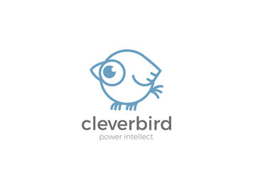 Funny Sparrow abstract Logo design vector template Linear style