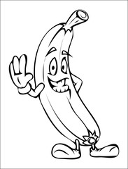 Happy Cartoon Banana Vector Drawing