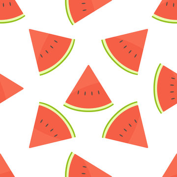 Seamless pattern of watermelon, cartoon illustration. Vector