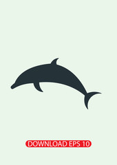 Dolphin icon, Vector
