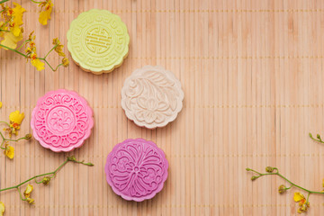Delicious Chinese Traditional Snack Mooncake on the Table.