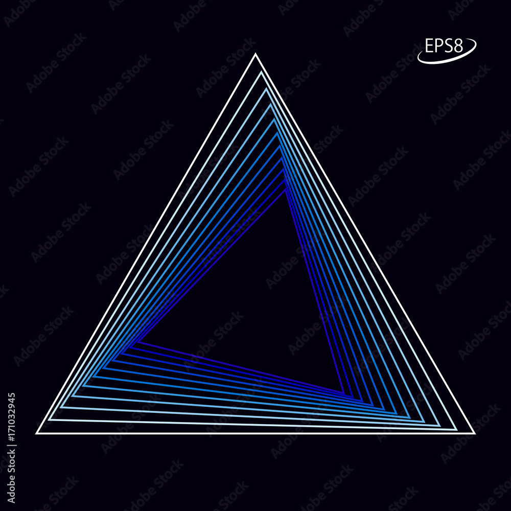 Wall mural triangle linear symbol design in blue tones. modern vector illustration without transparency.