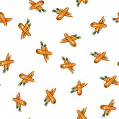 Vector carrot seamless pattern. Hand drawn fruit illustration