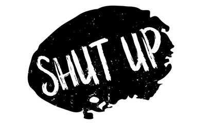 Shut Up rubber stamp. Grunge design with dust scratches. Effects can be easily removed for a clean, crisp look. Color is easily changed.