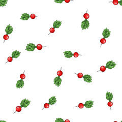 Vector radish seamless pattern. Hand drawn fruit illustration