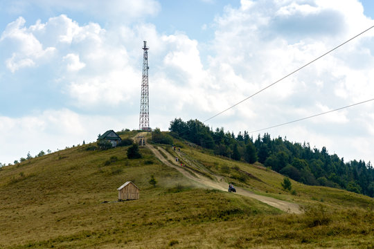 Mobile Communications Tower On The Mountain