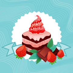 Colorful Cake Sweet Beautiful Dessert Delicious Food Flat Vector Illustration