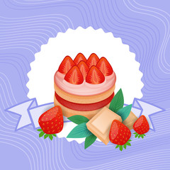 Colorful Cake Sweet Beautiful Dessert Delicious Food Flat Vector Illustration