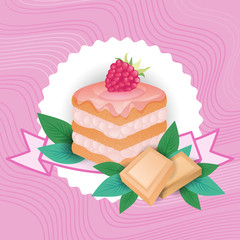 Colorful Cake Sweet Beautiful Dessert Delicious Food Flat Vector Illustration
