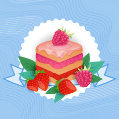 Colorful Cake Sweet Beautiful Dessert Delicious Food Flat Vector Illustration