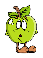 Surprised Cartoon green Apple Vector character clip-art