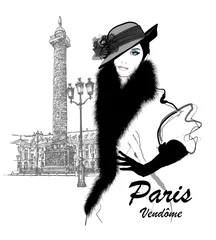 Foto op Canvas Mannequin in de buurt van Vendome-kolom in Parijs © Isaxar