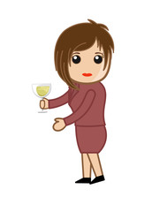 Modern Businesswoman Drinking Wine