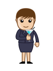 Businesswoman Drinking Wine