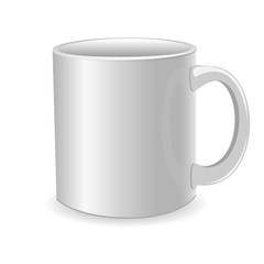 Realistic white cup isolated on white background. Vector template for Mock Up. Vector illustration