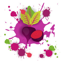 Beet Vegetable Logo Watercolor Splash Design Fresh Natural Food Vector Illustration