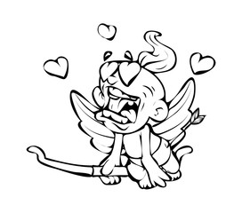 Funny Cupid in Love Vector Drawing clip-art