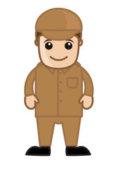 Happy Cartoon Taxi Driver Character