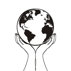 планета земля в руках