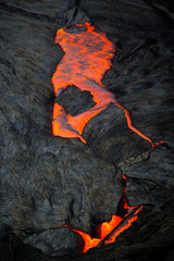 Red hot Lava at Erta Ale Vulcano in remote Ethiopia