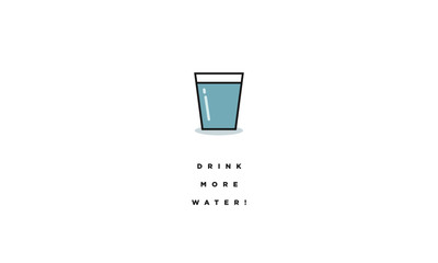Drink More Water! (Line Vector Illustration in Flat Style Motivational Poster Design)
