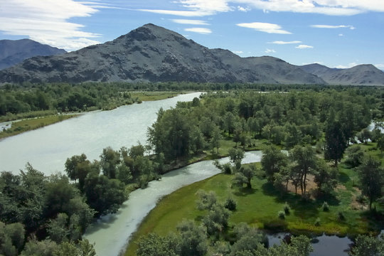 Flusslandschaft am Khovd Gol, Mongolei