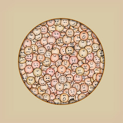 Infographics advertising banner poster menu template. Design element with doodle faces with negative emotions. Emotional icons. Facial expressions set.