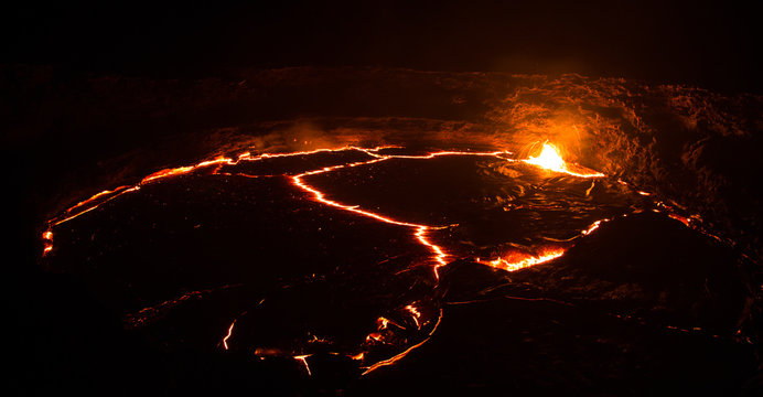 Erta Ale vulcano lava crater lake in remote Ethiopia
