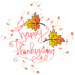 Hand drawn Thanksgiving typography poster.