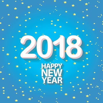 2018 Happy new year creative design blue greeting card