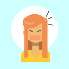Female Screaming Emotion Profile Icon, Woman Cartoon Portrait Face Vector Illustration