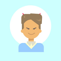 Male With Devil Horns Emotion Profile Icon, Man Cartoon Portrait Happy Smiling Face Vector Illustration