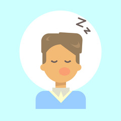 Male Sleeping Emotion Profile Icon, Man Cartoon Portrait Happy Smiling Face Vector Illustration