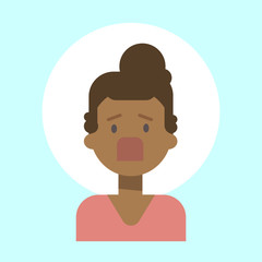 African American Female Screaming Emotion Profile Icon, Woman Cartoon Portrait Face Vector Illustration