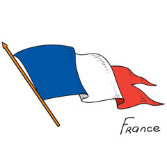 Vector flag of France. National flag France. Isolated object on white background. Hand drawing.