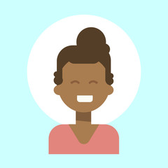 African American Female Emotion Profile Icon, Woman Cartoon Portrait Happy Smiling Face Vector Illustration
