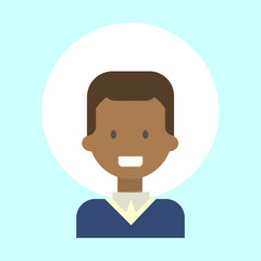 African American Male Emotion Profile Icon, Man Cartoon Portrait Happy Smiling Face Vector Illustration
