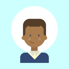 African American Male Emotion Profile Icon, Man Cartoon Portrait Happy Smiling Face Vector Illustration