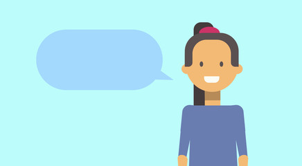 Teenage Girl Happy Smiling With Chat Bubble Young Woman Vector Illustration