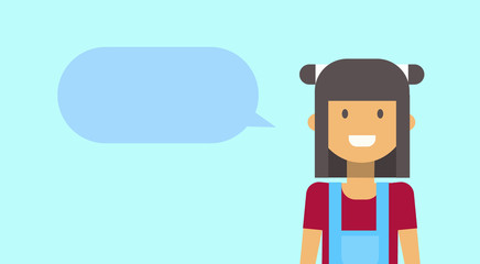 Teenage Girl Happy Smiling With Chat Bubble Young Woman Vector Illustration