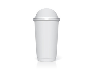 Plastic cup for your design and logo. It's easy to change colors. Mock Up. Vector template