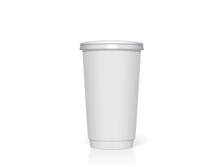 Plastic cup for your design and logo. It's easy to change colors. Mock Up. Vector template