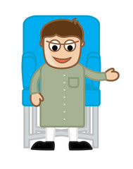 Happy Funny Politician Character Gesturing Hand